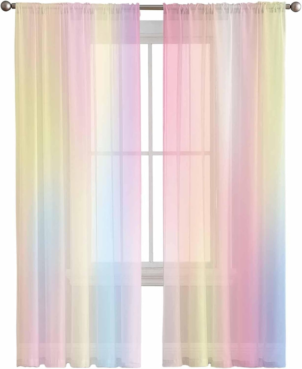 Rainbow Semi Sheer Window Curtain Panels