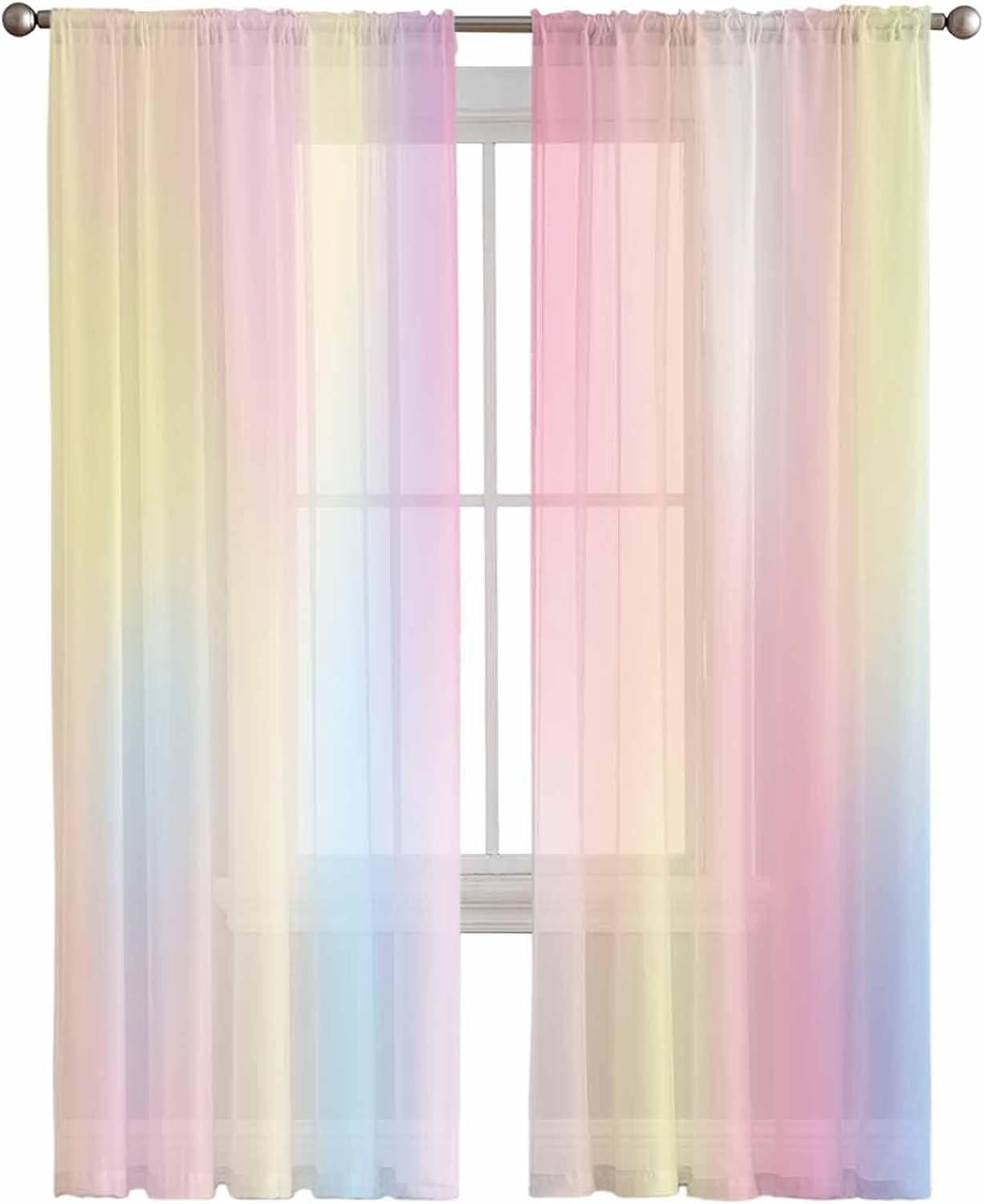 Rainbow Semi Sheer Window Curtain Panels