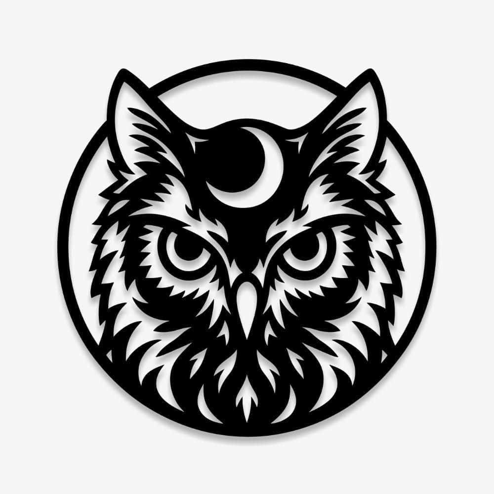 Rustic Owl Moon Iron Wall Hanging Decor