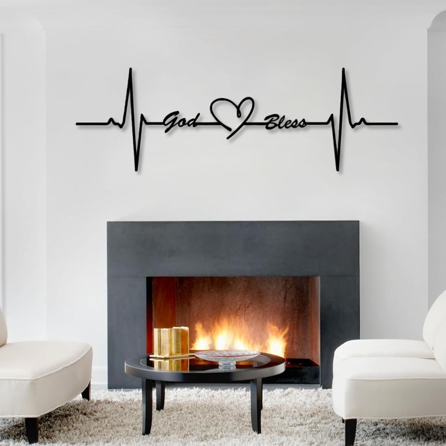Minimalist Heartbeat Metal Wall Decor