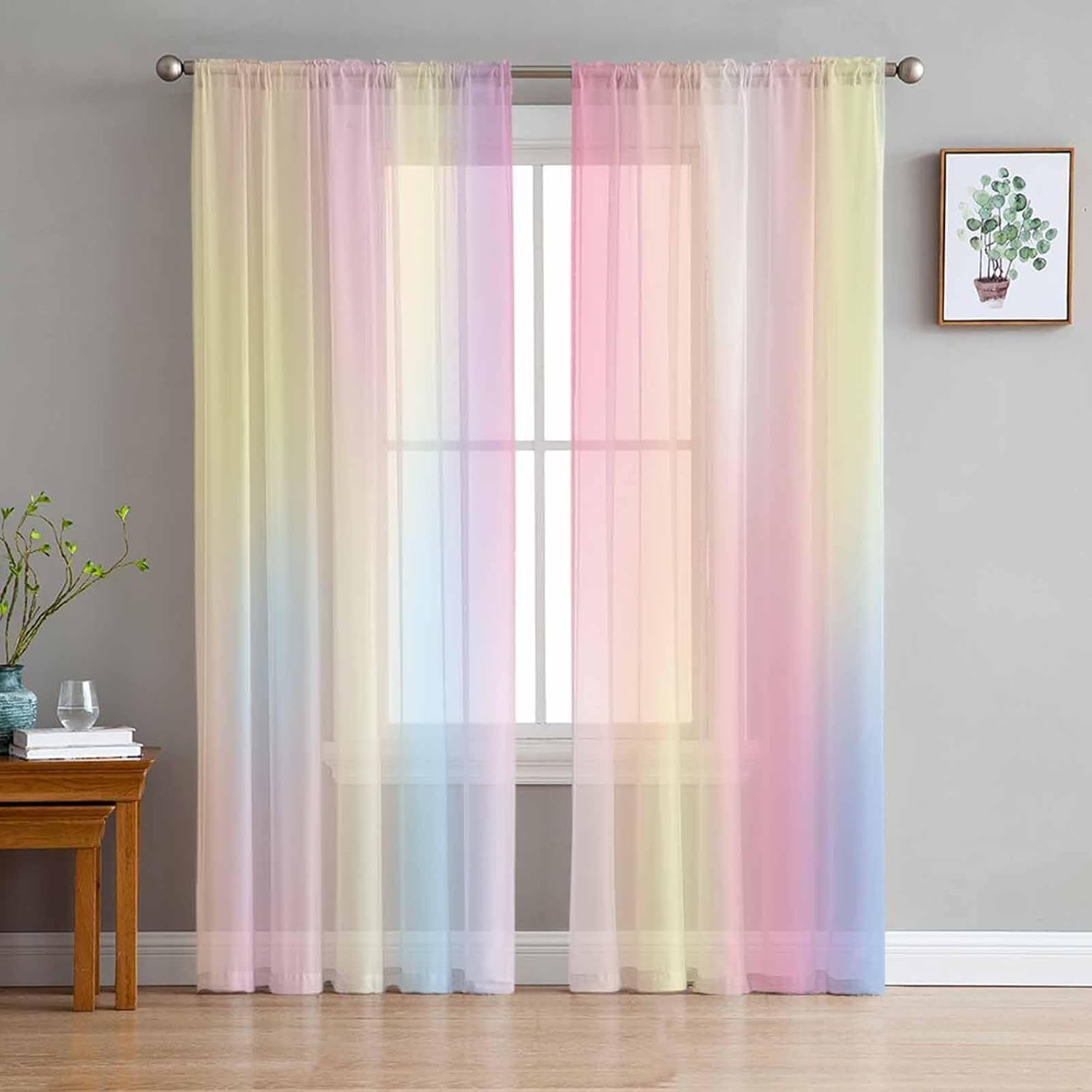 Rainbow Semi Sheer Window Curtain Panels