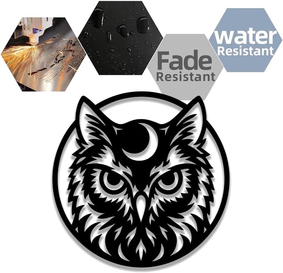 Rustic Owl Moon Iron Wall Hanging Decor
