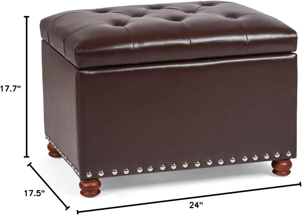 Cube Faux Leather Storage Ottoman Stool
