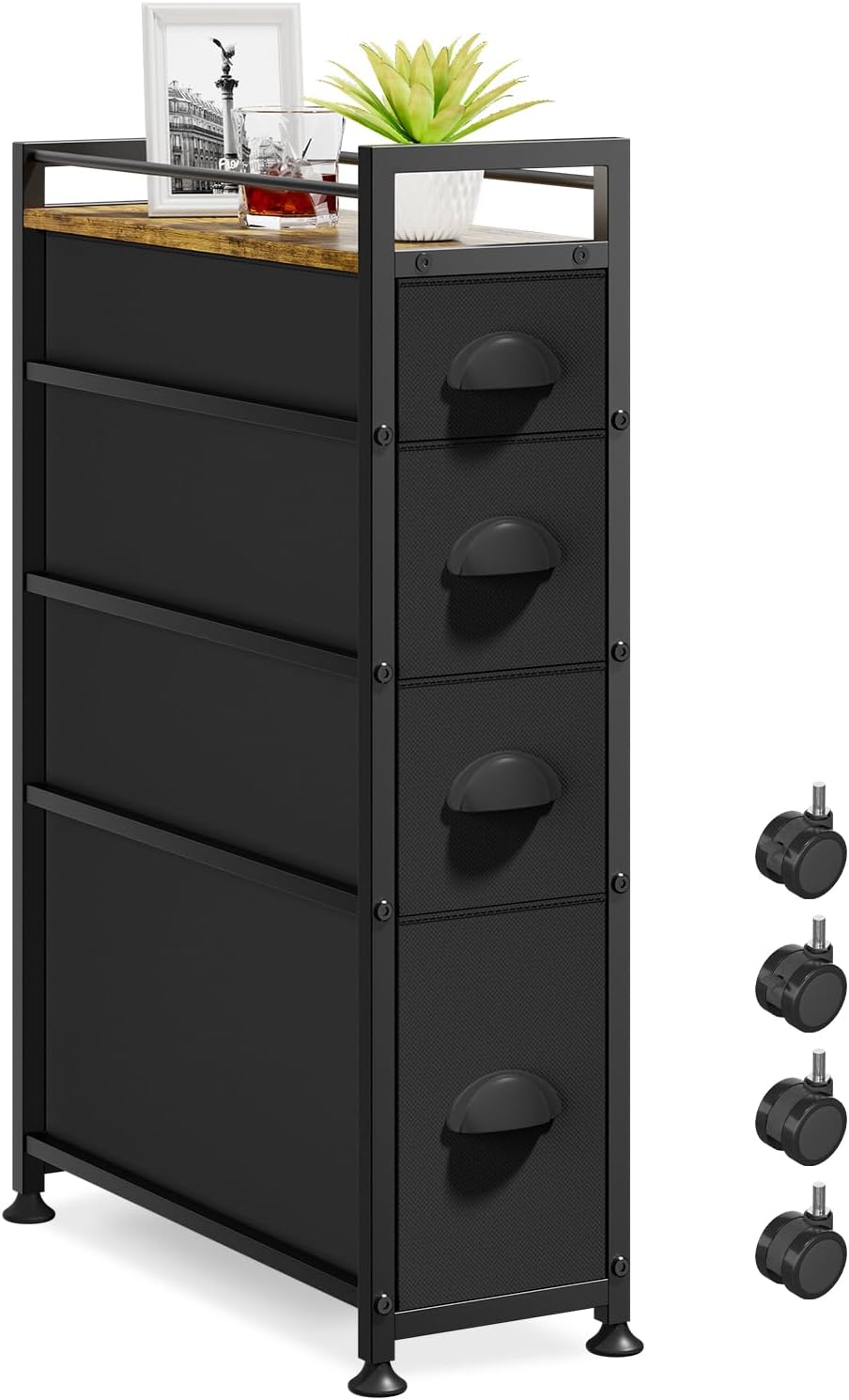 4 Tier Slim Rolling Bathroom Storage Cart