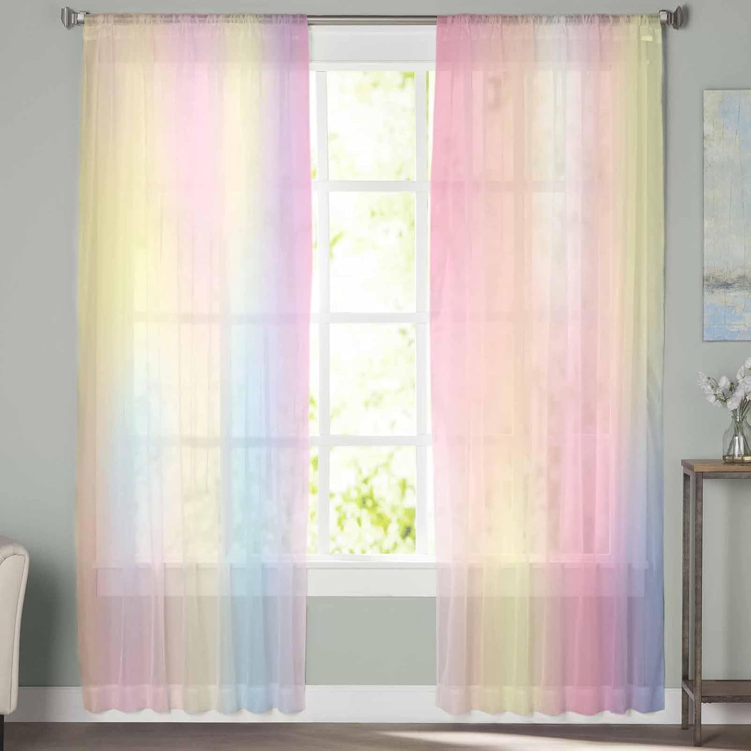 Rainbow Semi Sheer Window Curtain Panels