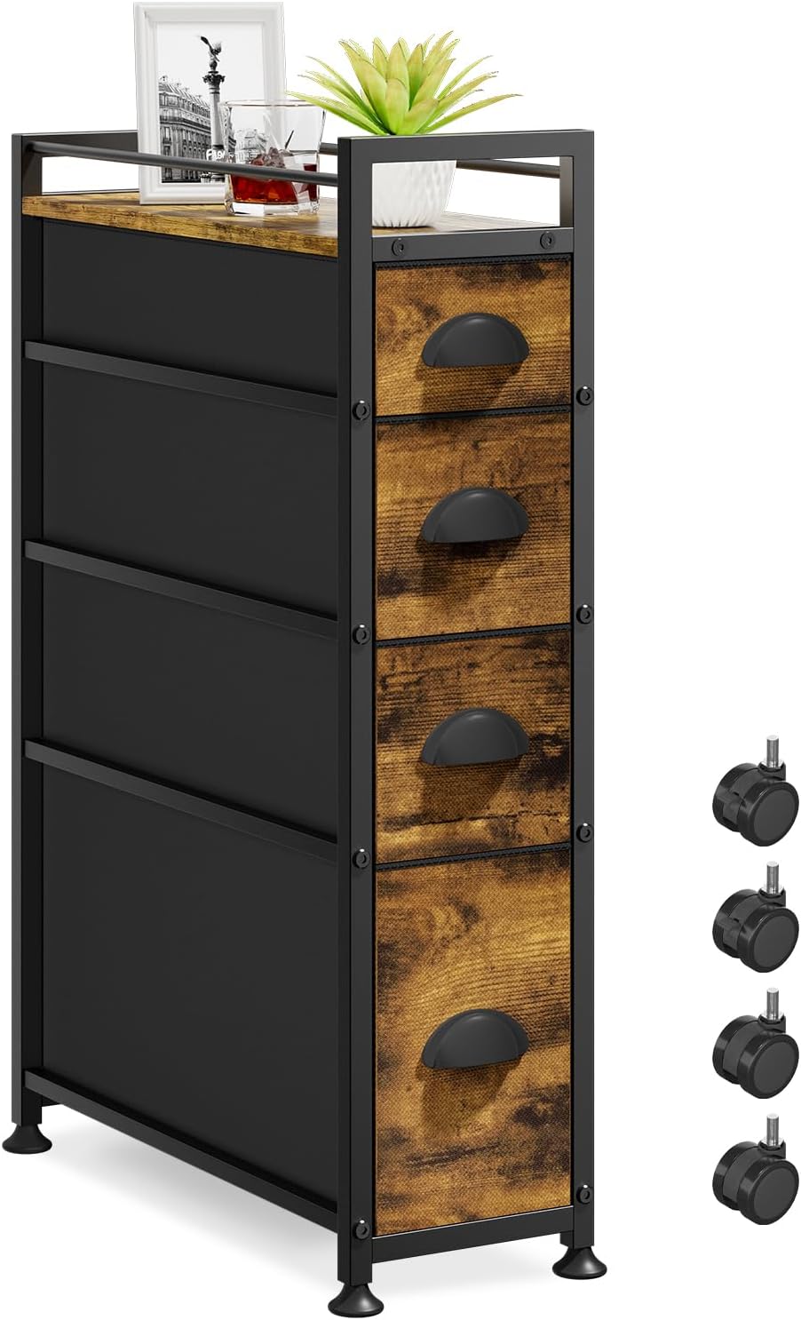 4 Tier Slim Rolling Bathroom Storage Cart