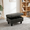 Rectangular Leather Padded Storage Ottoman