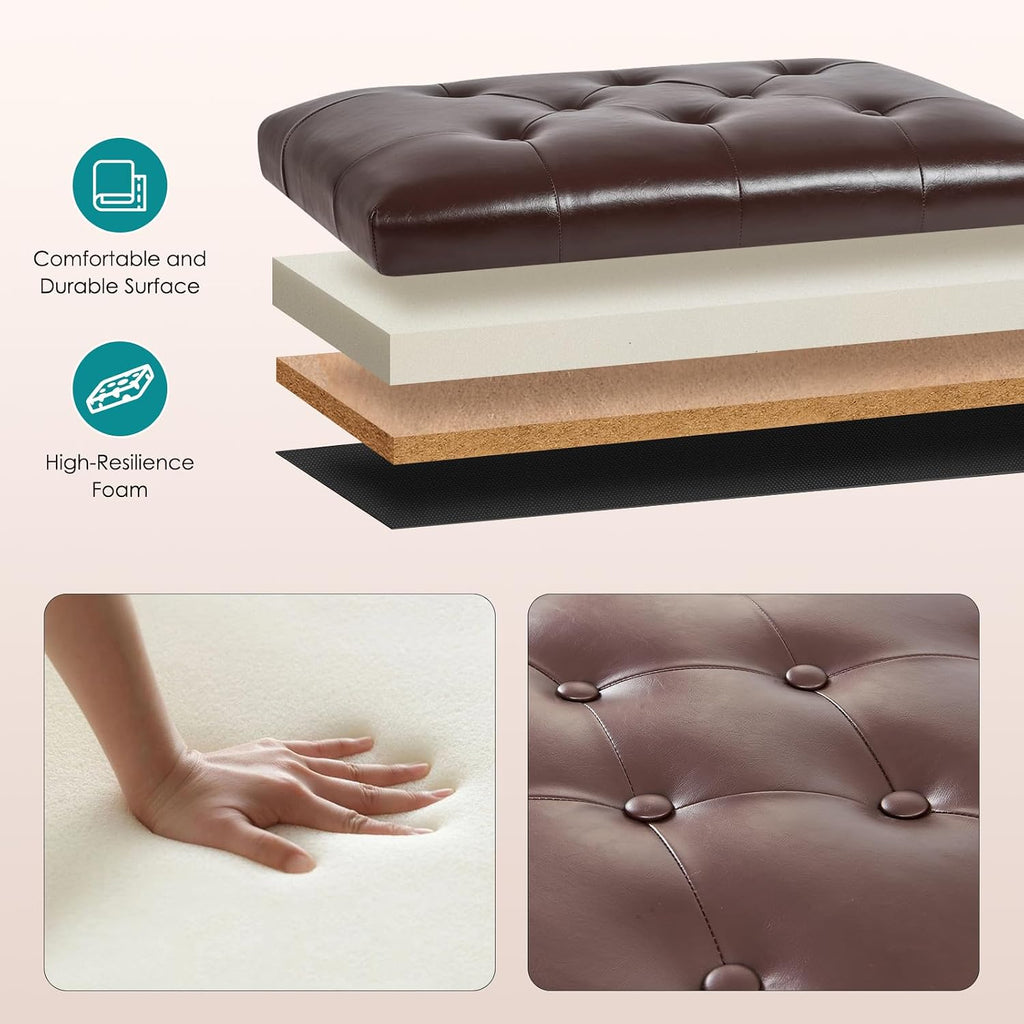 Cube Faux Leather Storage Ottoman Stool