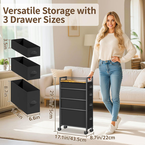 4 Tier Slim Rolling Bathroom Storage Cart