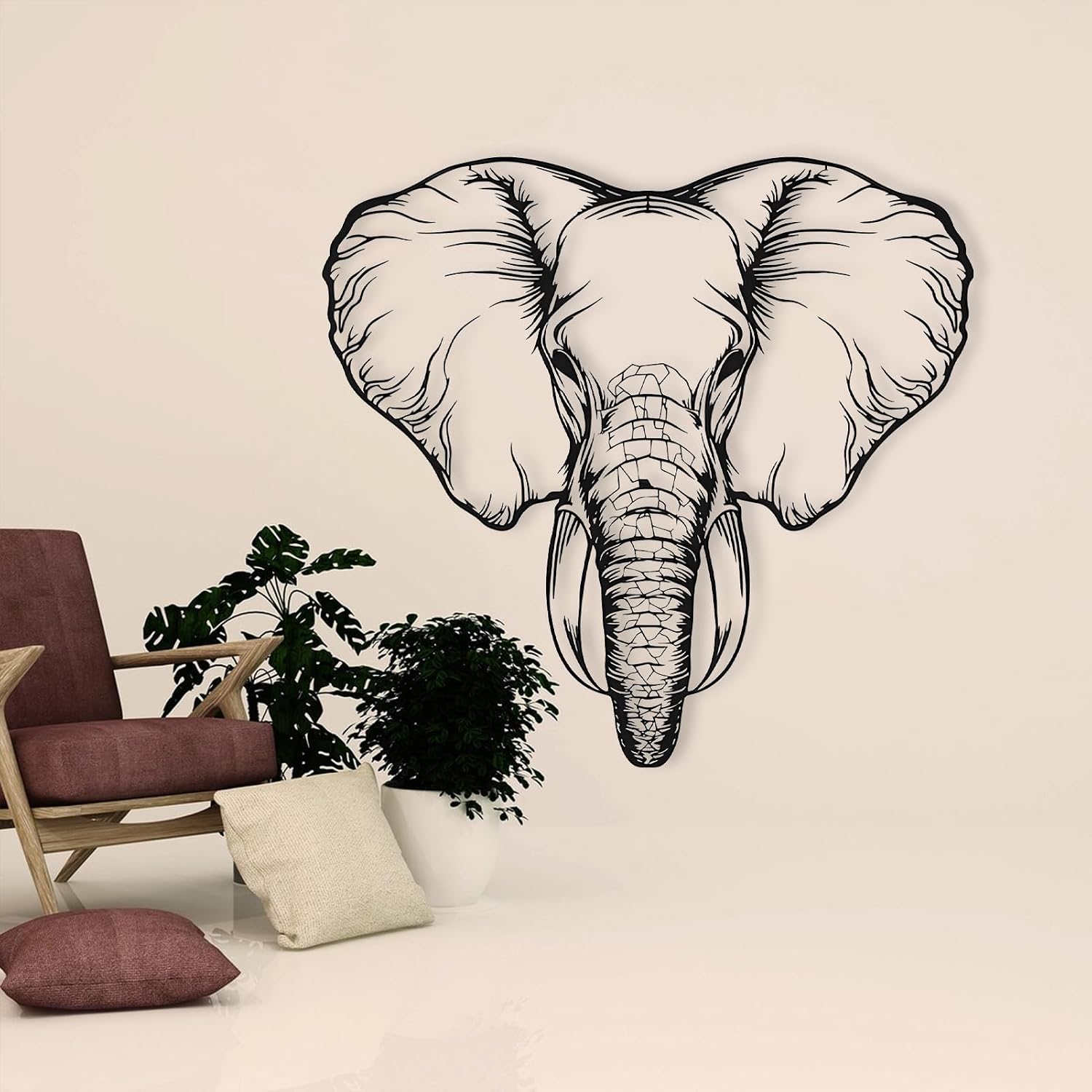 Geometric Elephant Metal Wall Art Decor