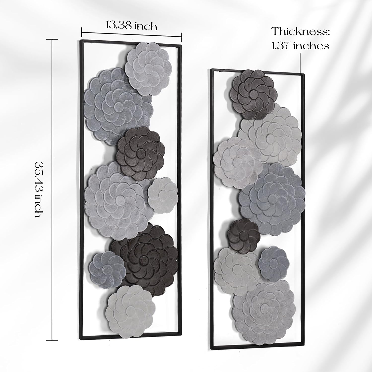 Framed Metal Flower Dual Panel Wall Art
