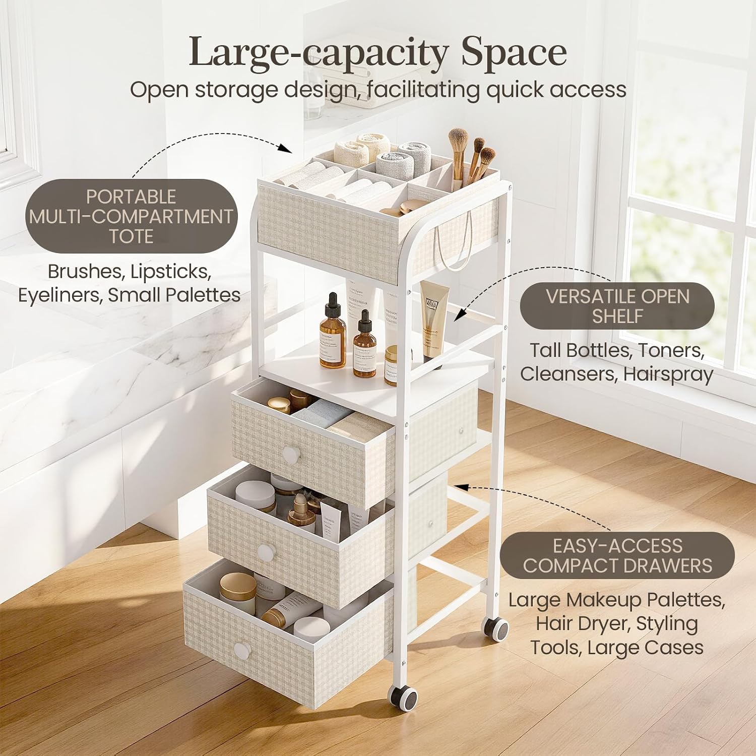5 Tier Rolling Dual Use Cosmetic Cart