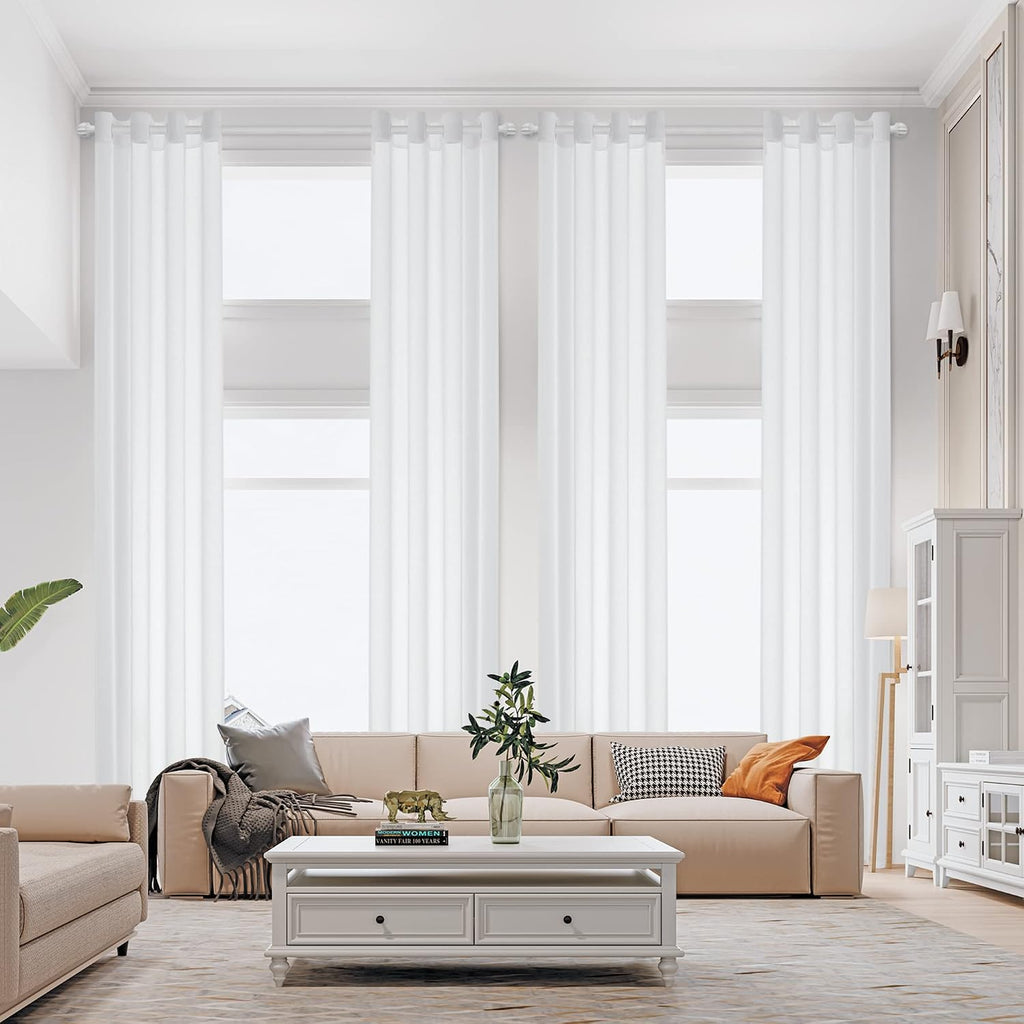 Grommet Extra Long White Sheer Curtain