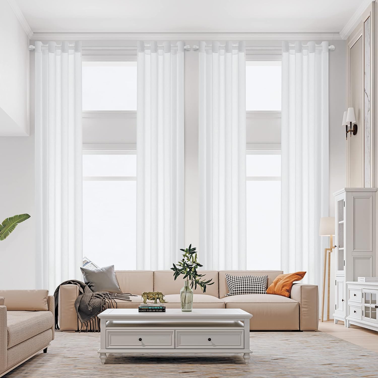 Grommet Extra Long White Sheer Curtain