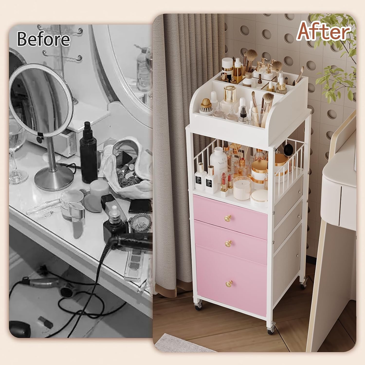 Rolling Multi-Drawer Cosmetic Storage Cart