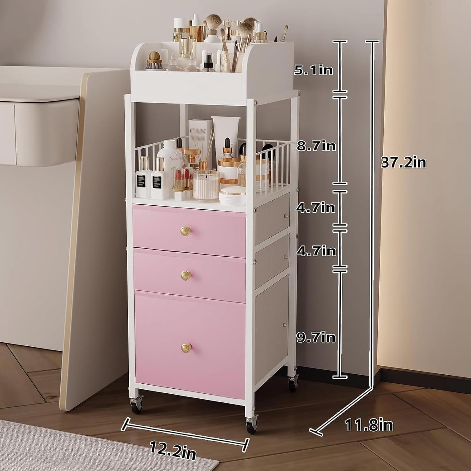 Rolling Multi-Drawer Cosmetic Storage Cart