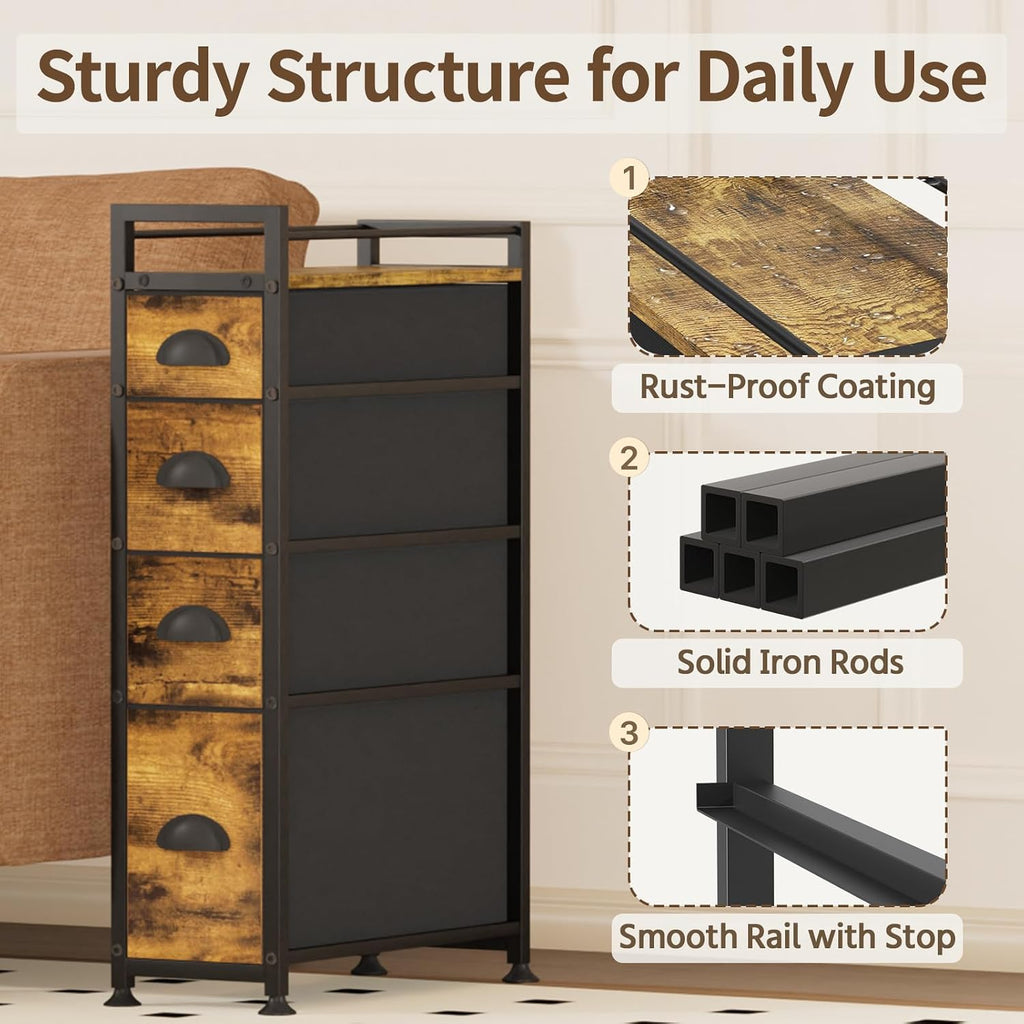 4 Tier Slim Rolling Bathroom Storage Cart