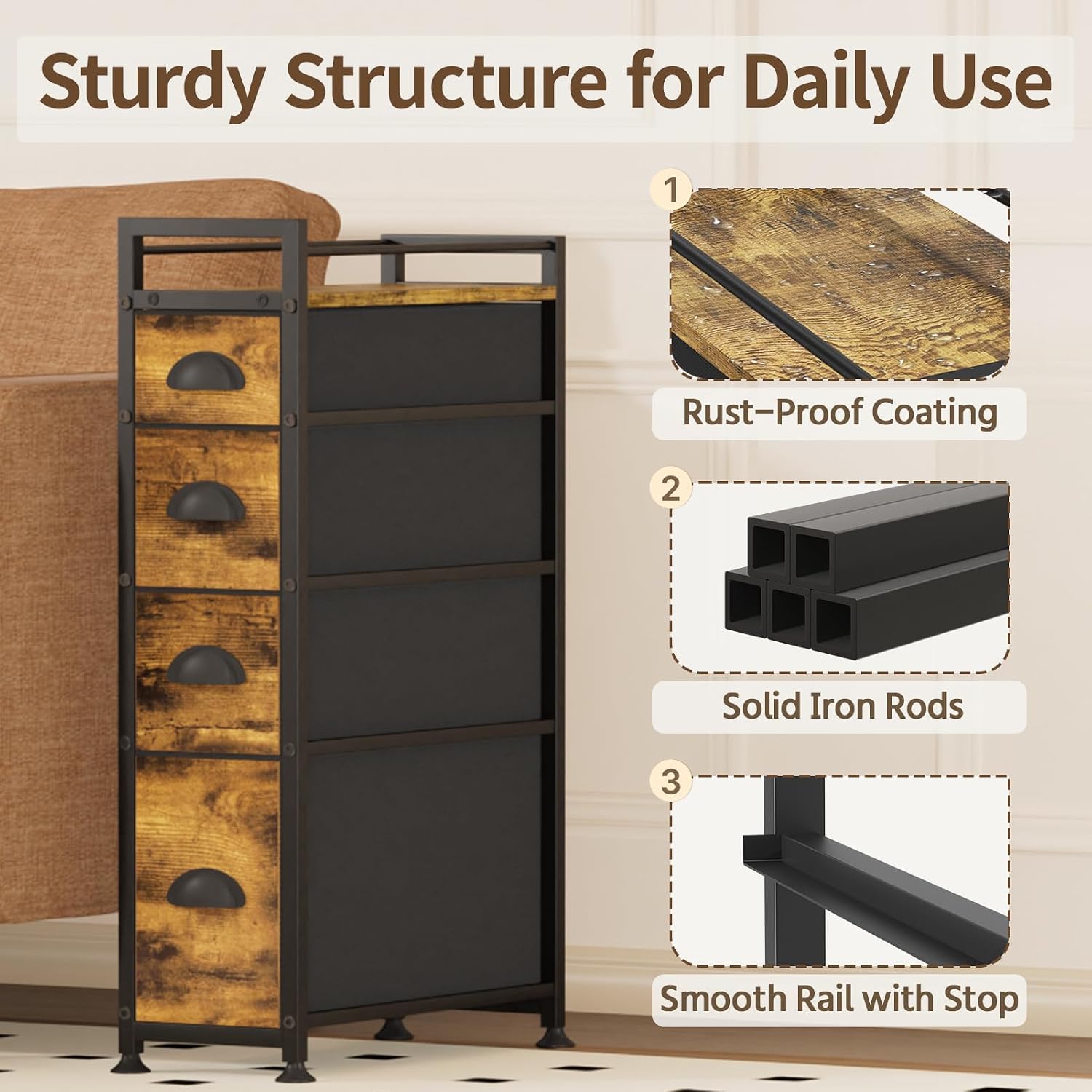 4 Tier Slim Rolling Bathroom Storage Cart