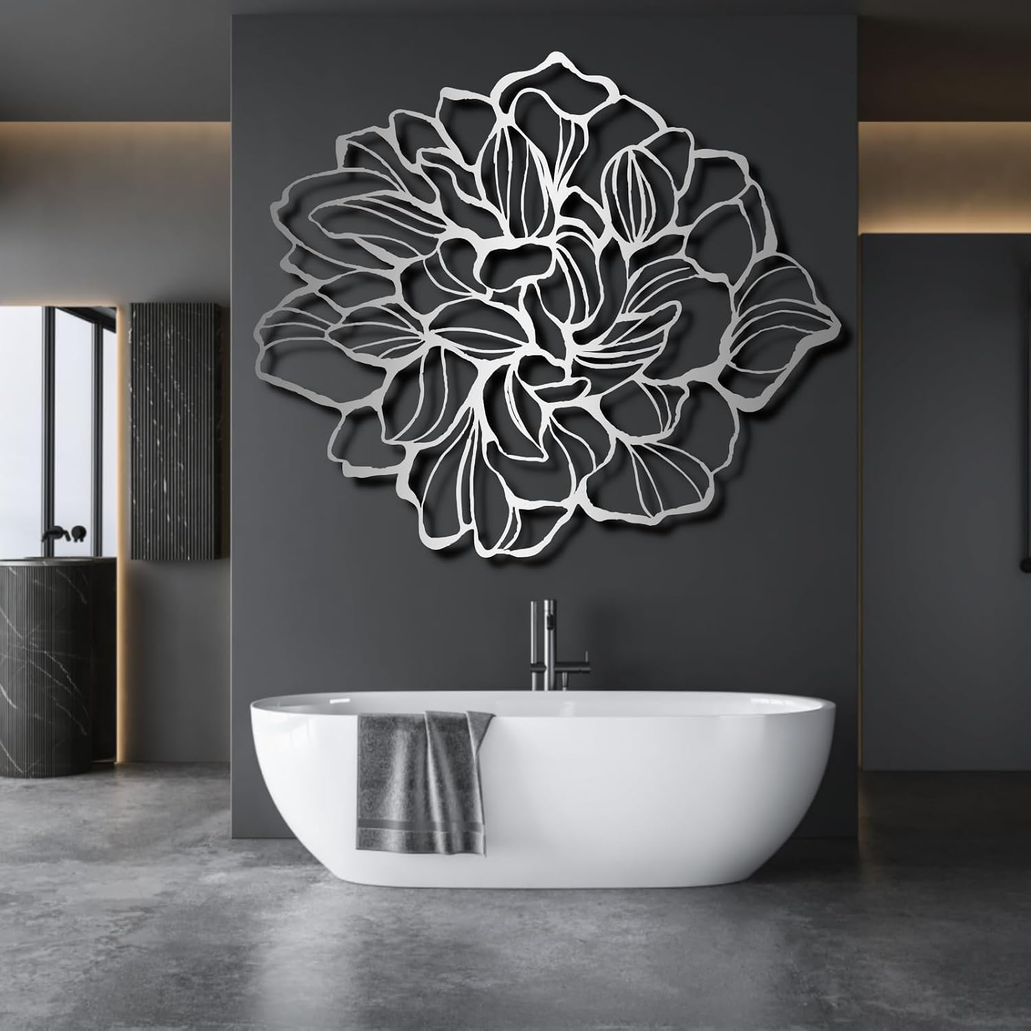 Minimalist Metal Flower Line Wall Decor