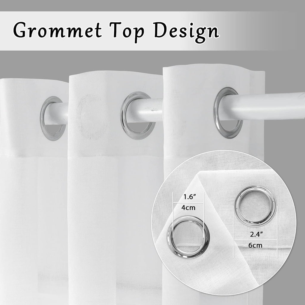 Grommet Extra Long White Sheer Curtain