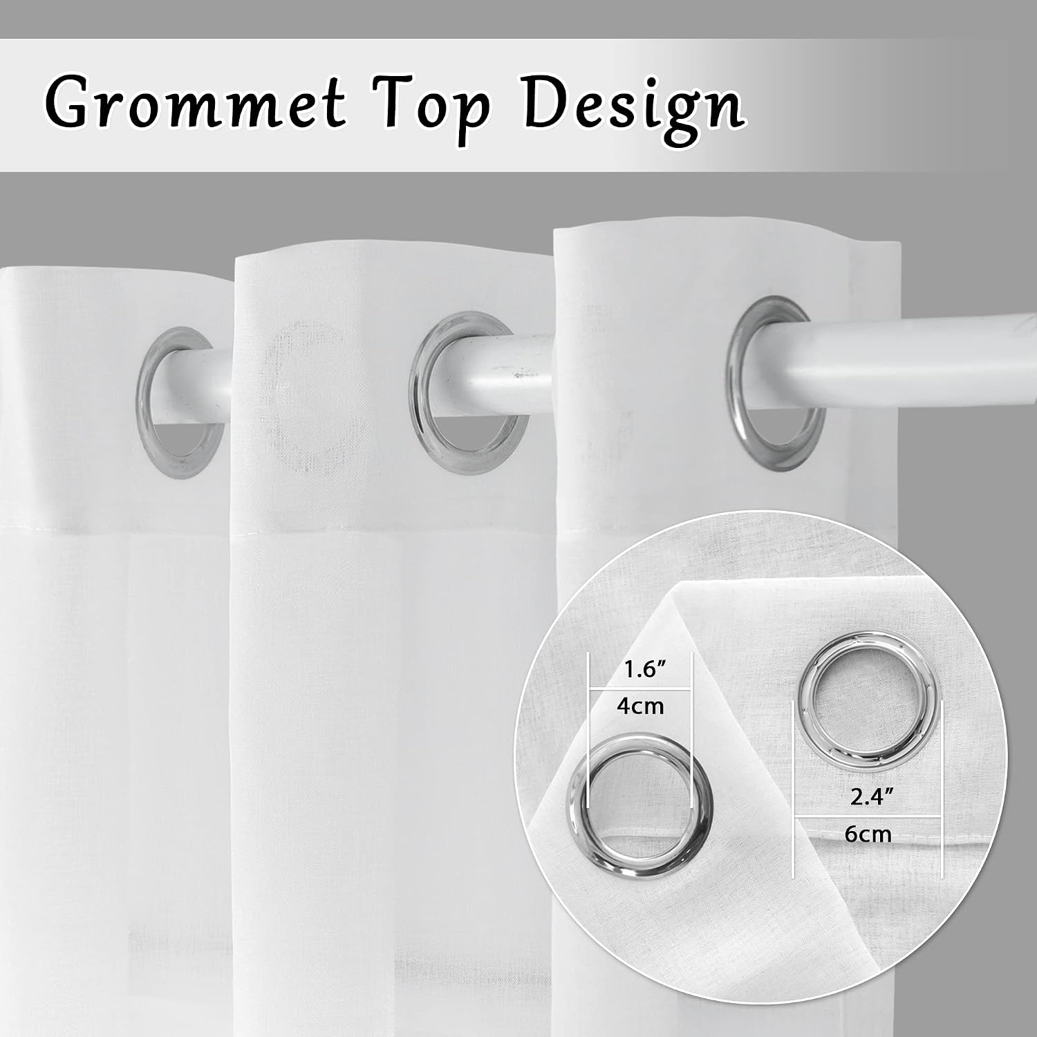 Grommet Extra Long White Sheer Curtain