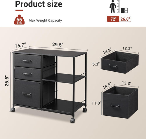 3 Drawer Rolling Office File Cabinet