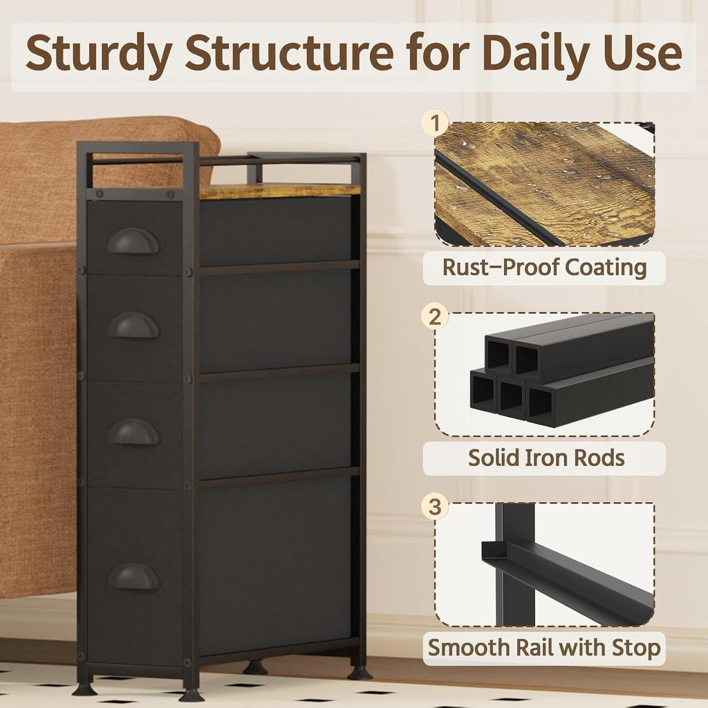 4 Tier Slim Rolling Bathroom Storage Cart