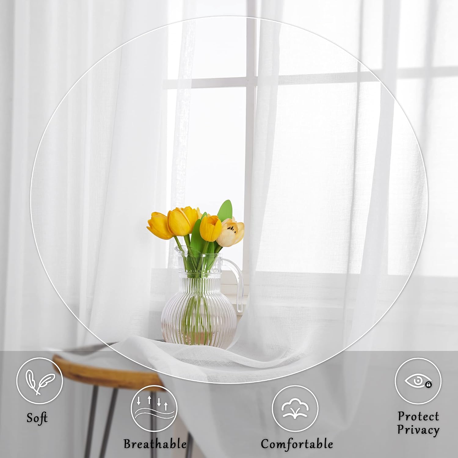 Grommet Extra Long White Sheer Curtain