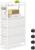 Rolling Narrow 3 Drawer Side Nightstand