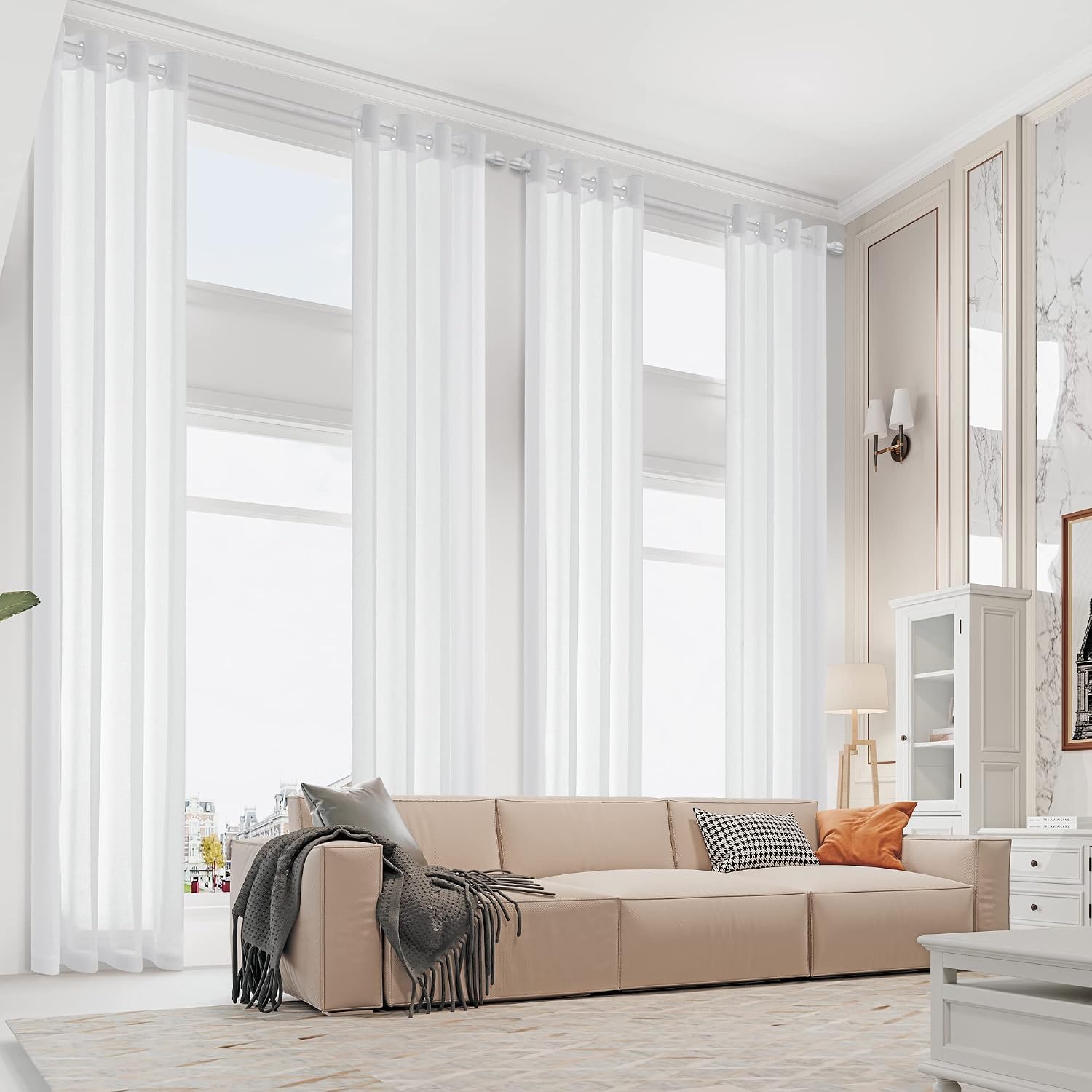 Grommet Extra Long White Sheer Curtain