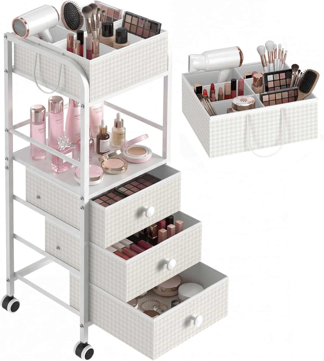 5 Tier Rolling Dual Use Cosmetic Cart