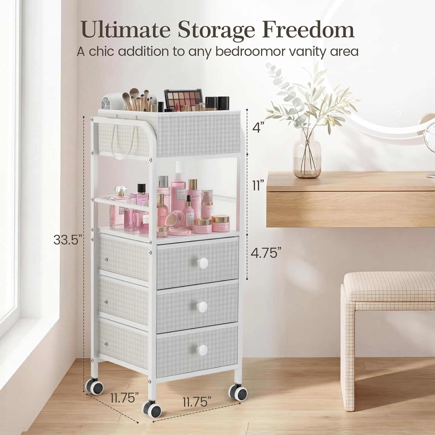 5 Tier Rolling Dual Use Cosmetic Cart