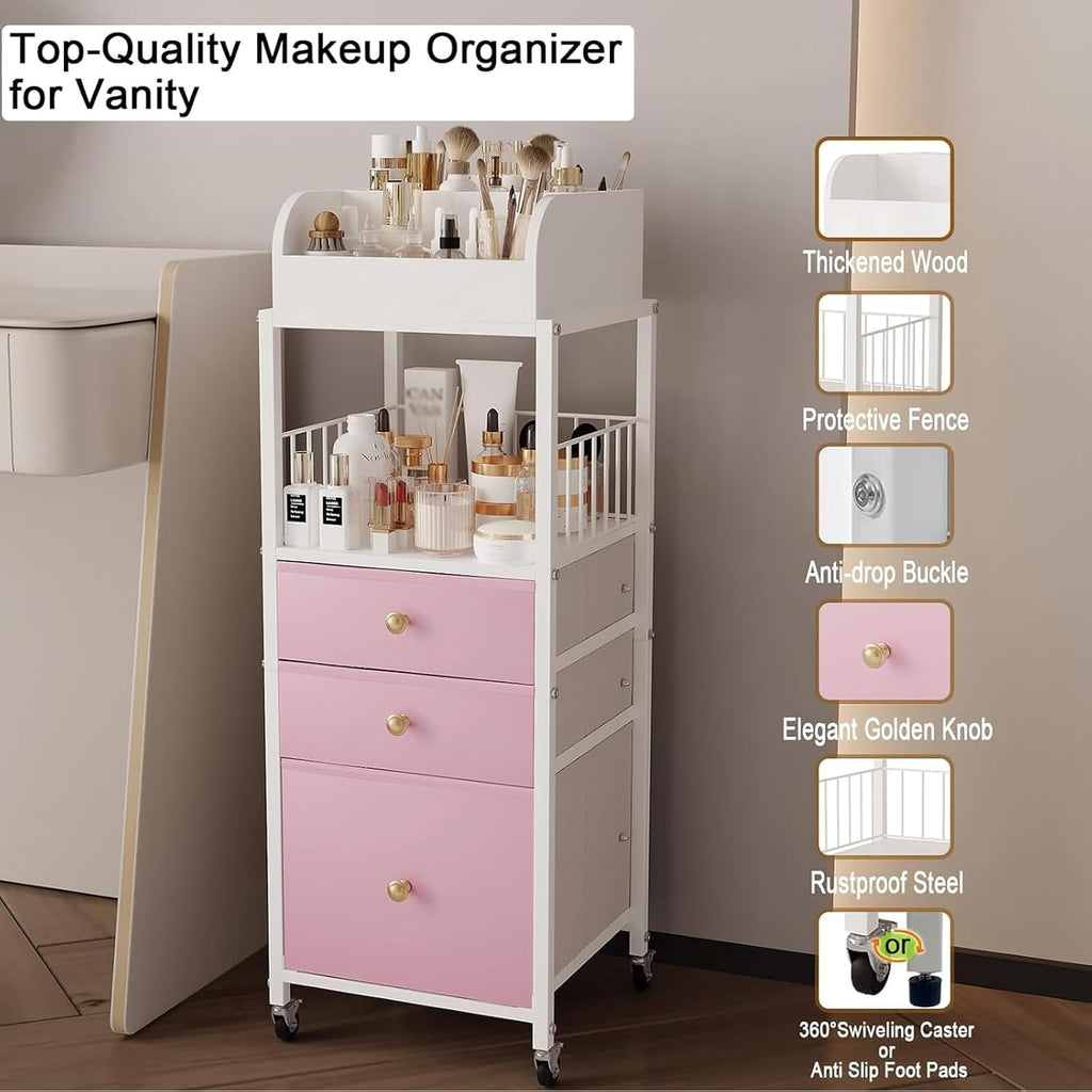 Rolling Multi-Drawer Cosmetic Storage Cart