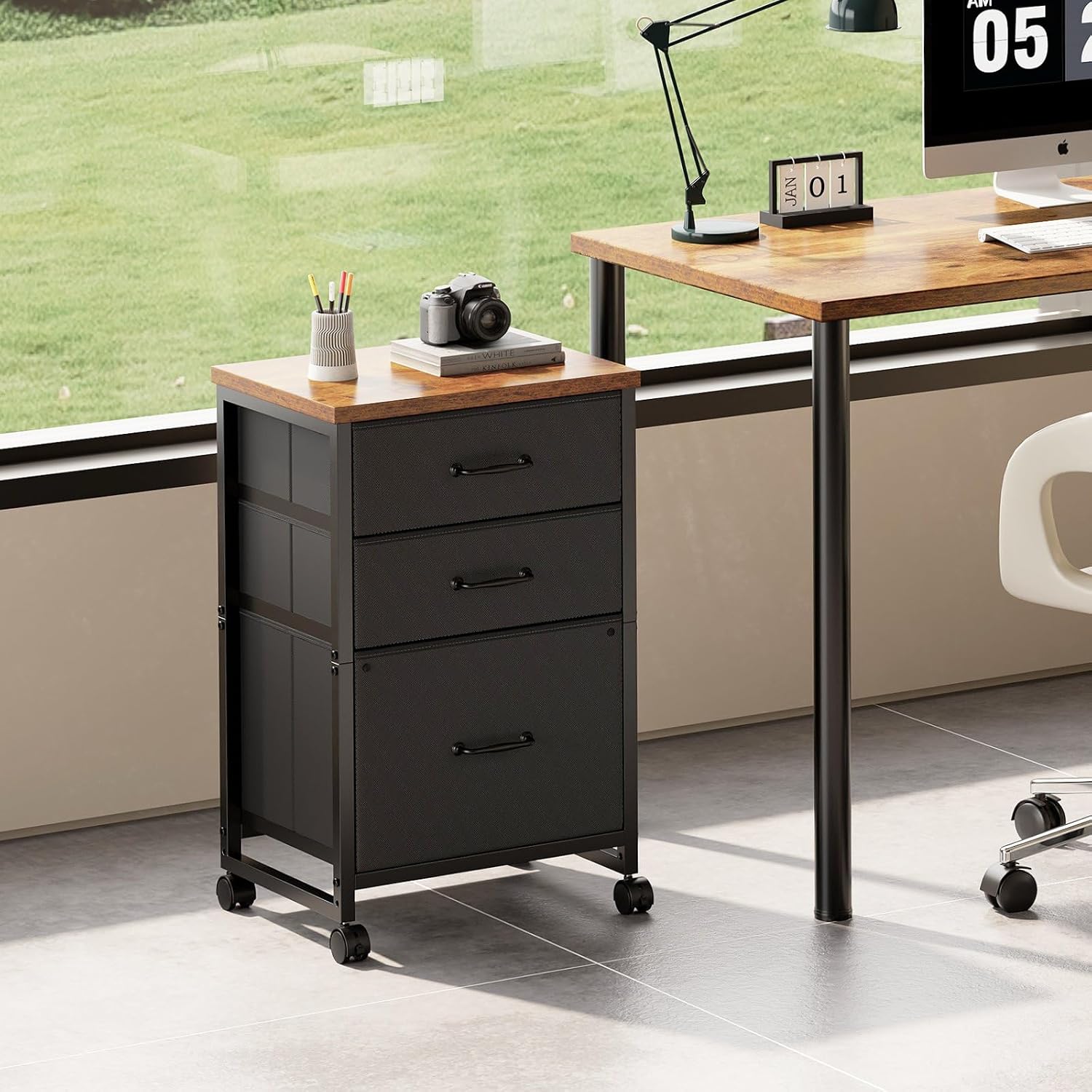 Rolling 3 Drawer Office Filing Cabinet