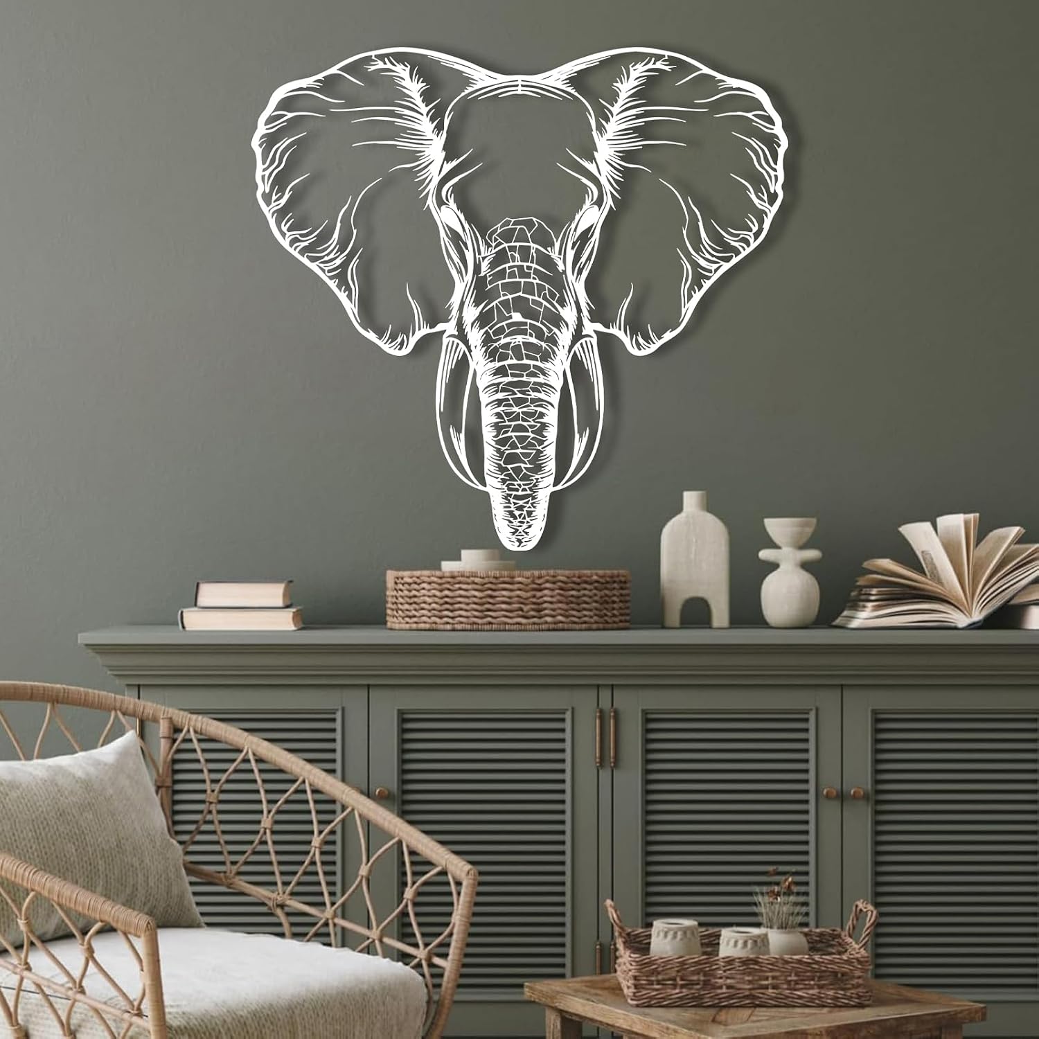 Geometric Elephant Metal Wall Art Decor