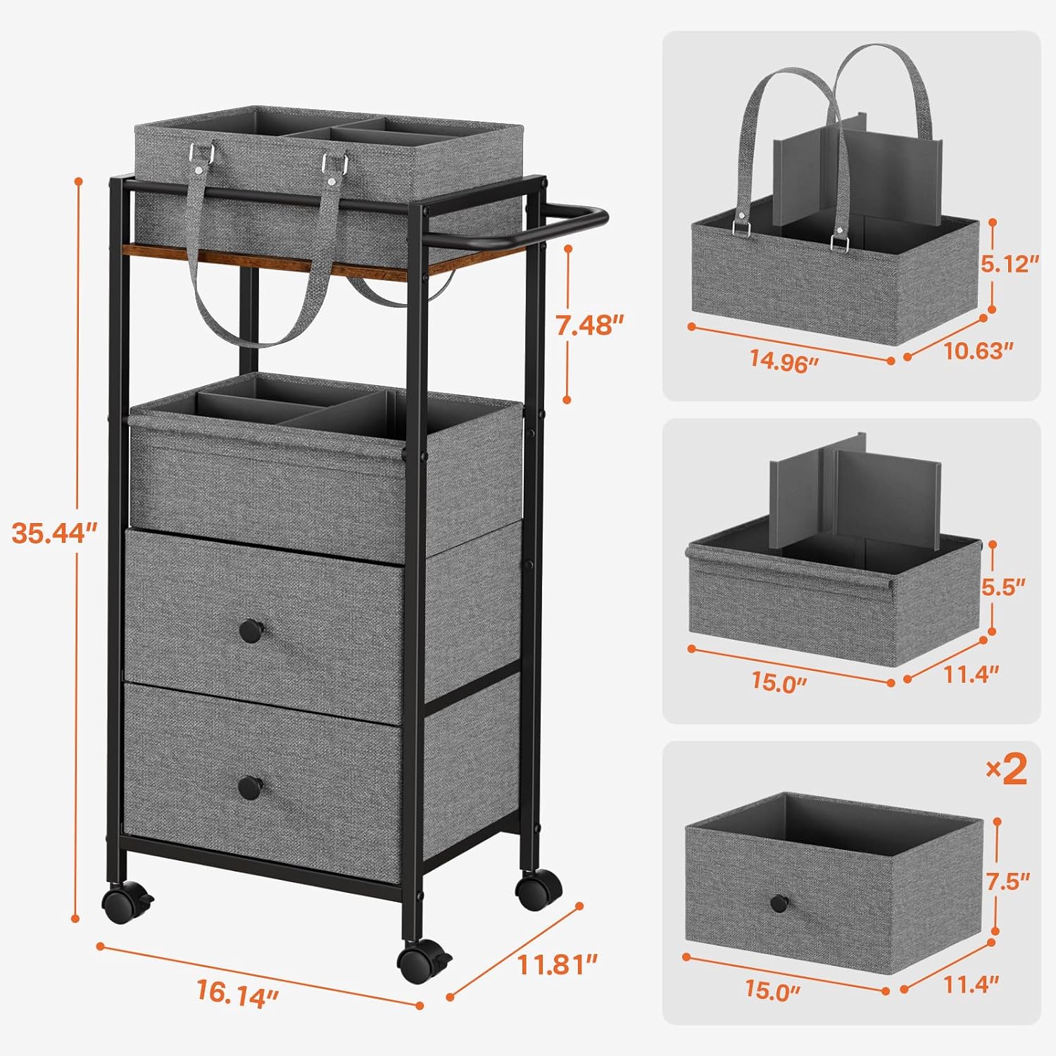 3-In-1 Rolling Nursery Storage Cart