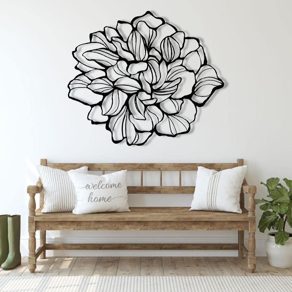 Minimalist Metal Flower Line Wall Decor
