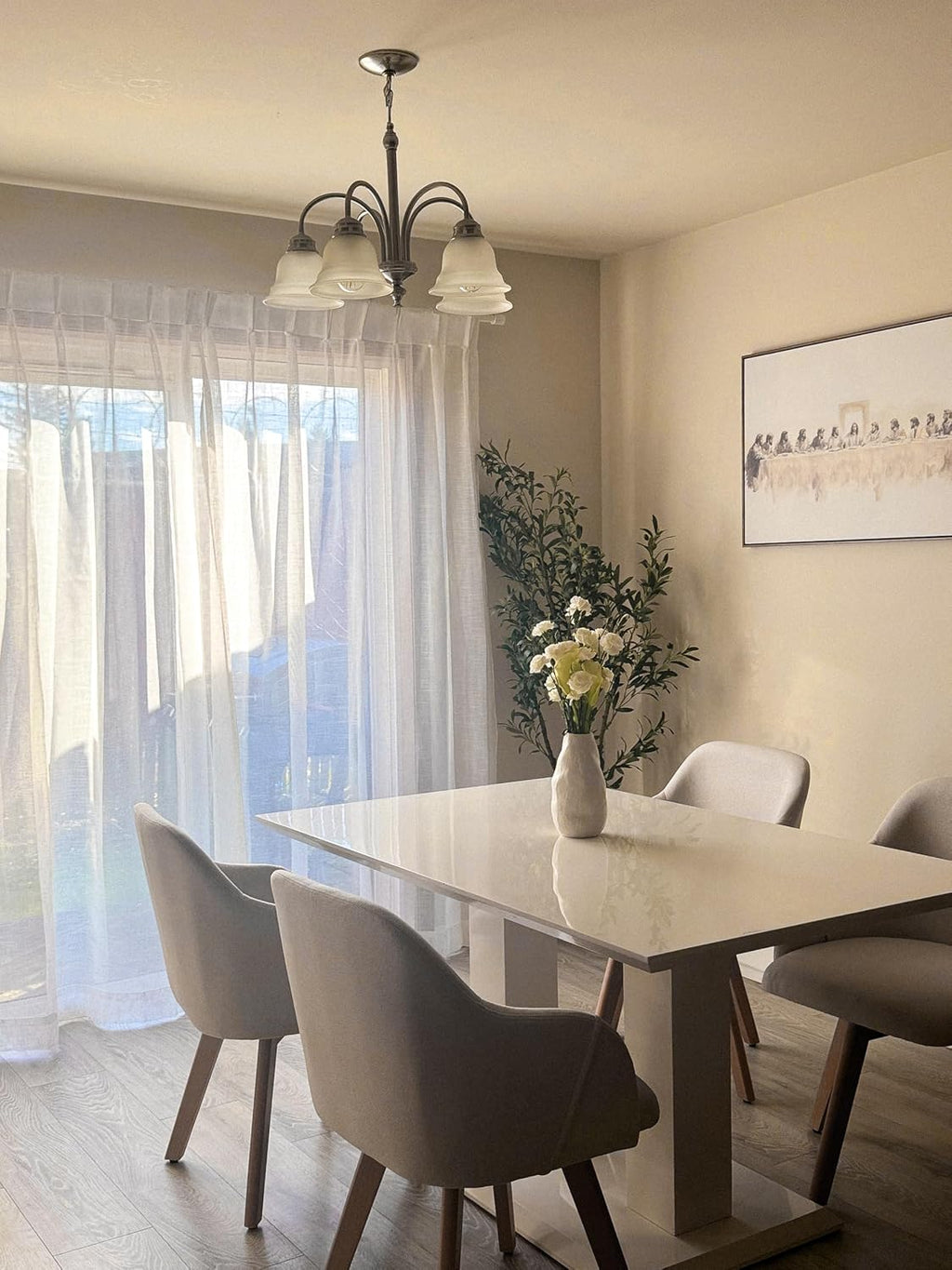 Linen Textured Pinch Pleat Sheer Curtains