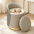 Swivel Back Leather Storage Vanity Stool