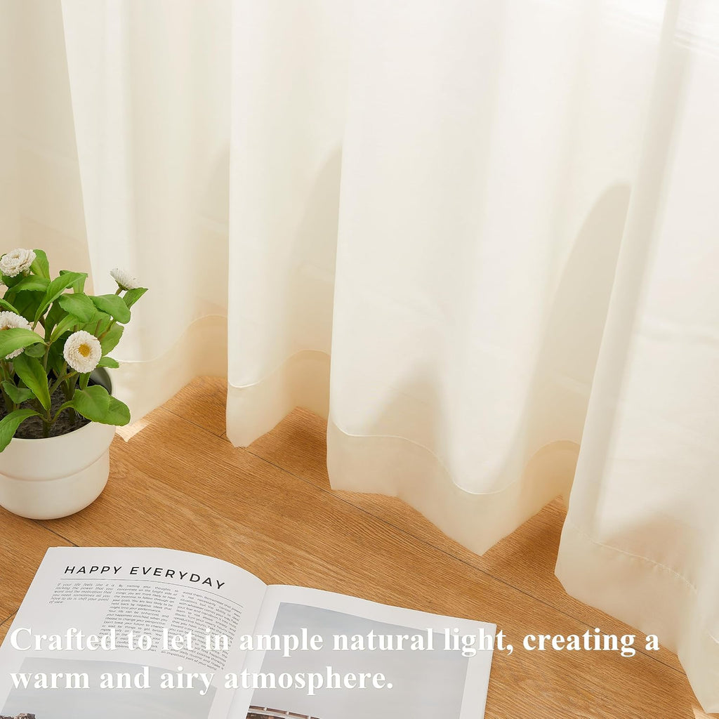 Ivory Textured Pinch Pleat Sheer Curtains
