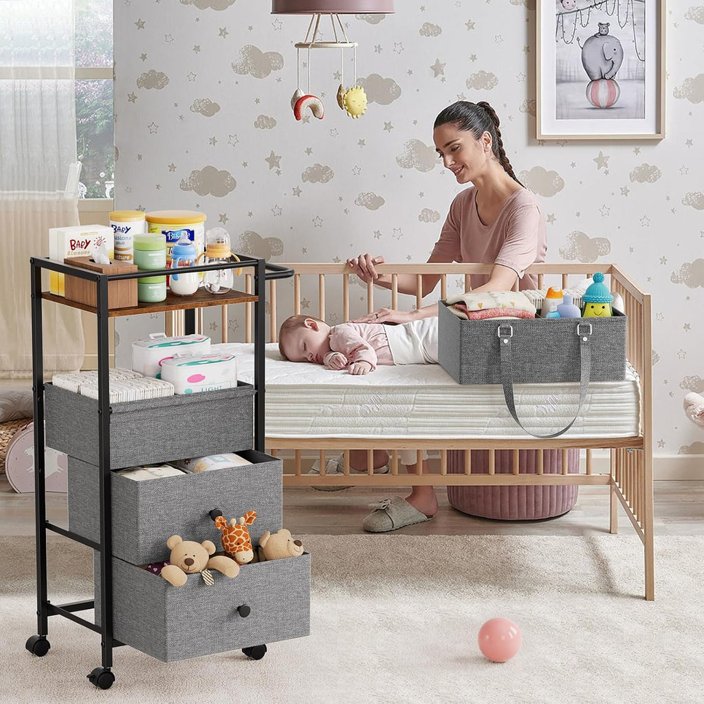 3-In-1 Rolling Nursery Storage Cart