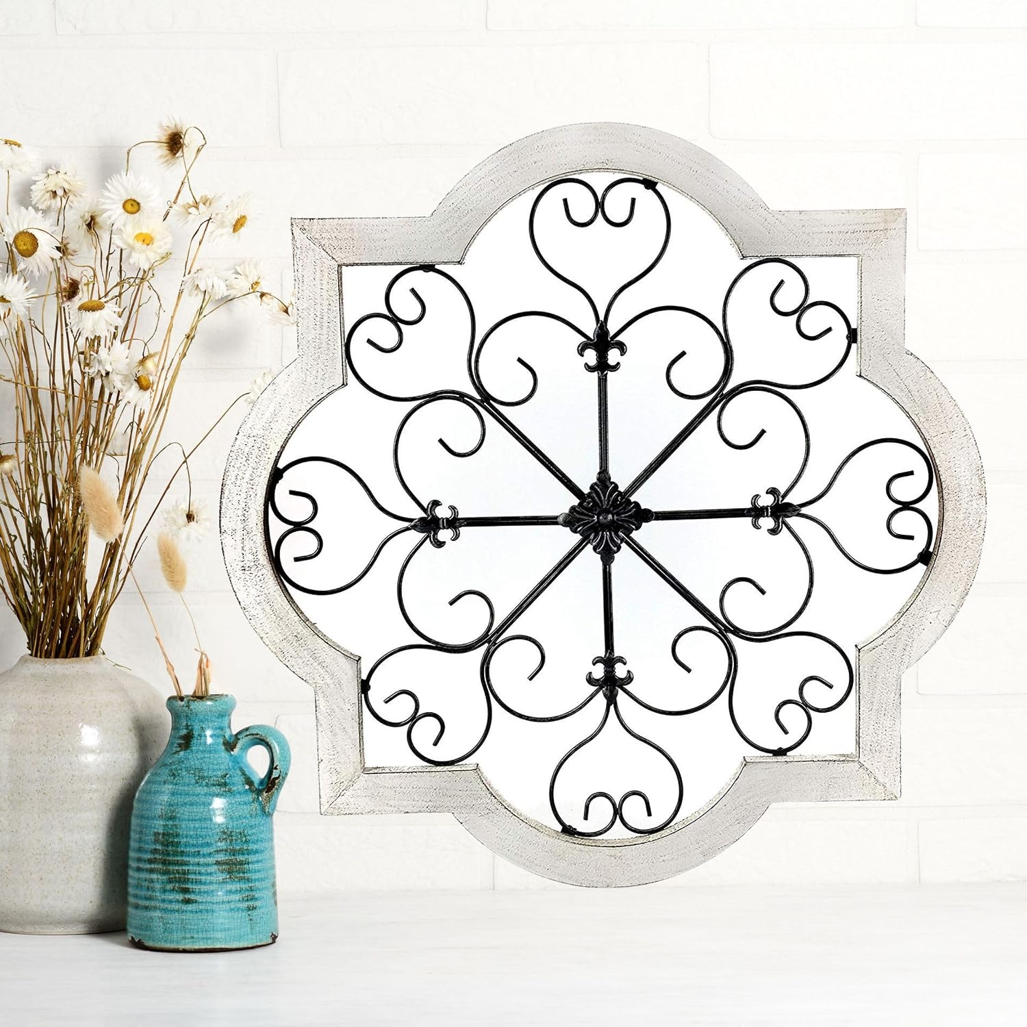 Rustic Floral Iron Wood Framed Wall Art