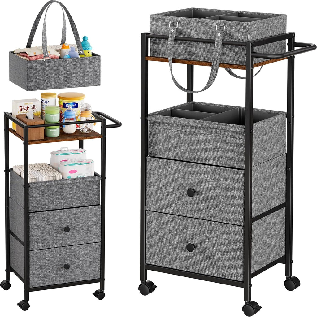 3-In-1 Rolling Nursery Storage Cart