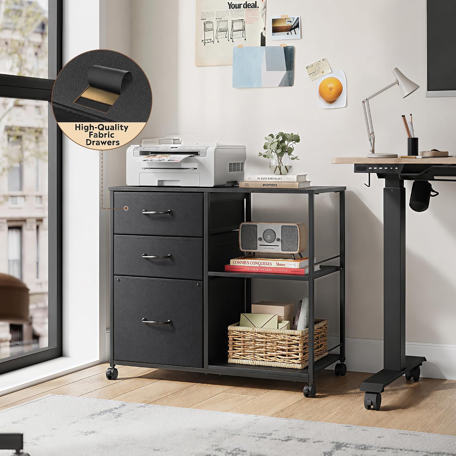 3 Drawer Rolling Office File Cabinet