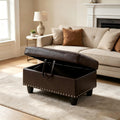 Rectangular Leather Nailhead Storage Ottoman