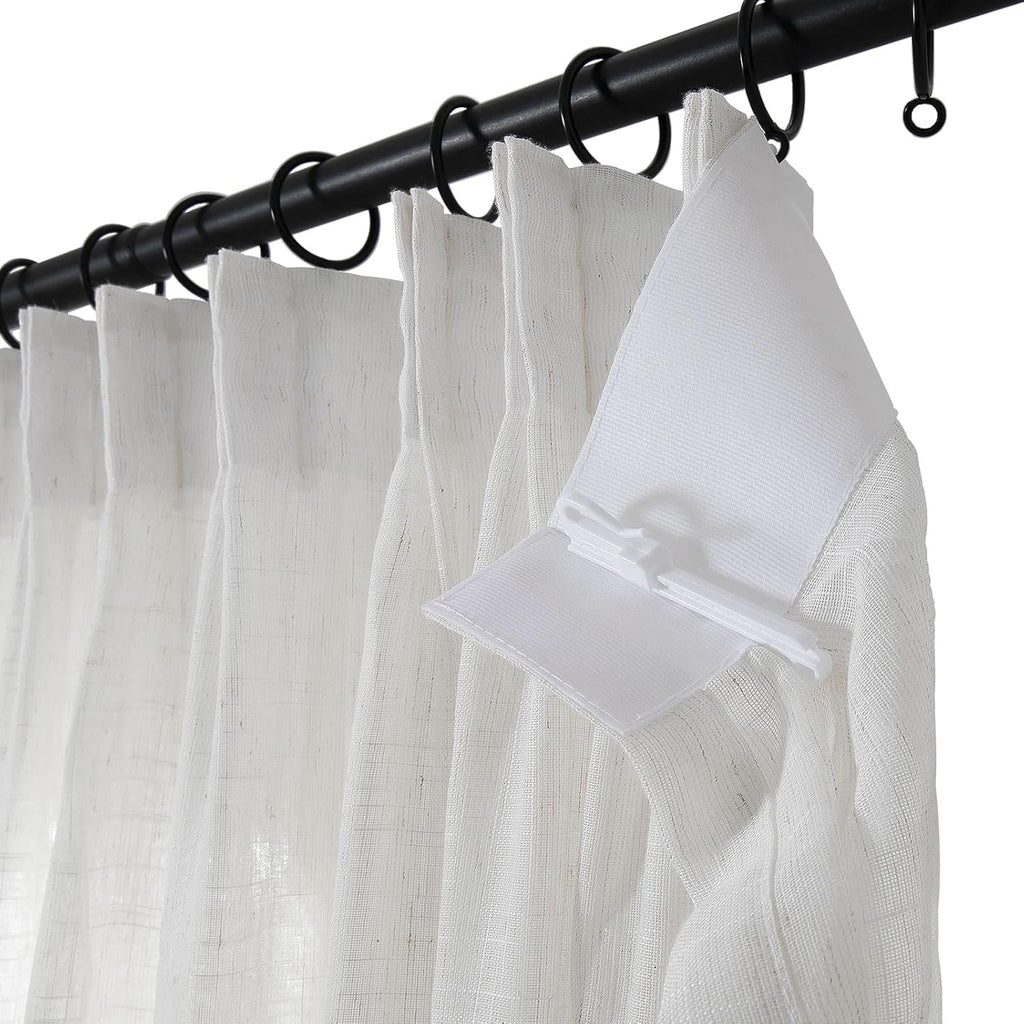 Linen Textured Pinch Pleat Sheer Curtains
