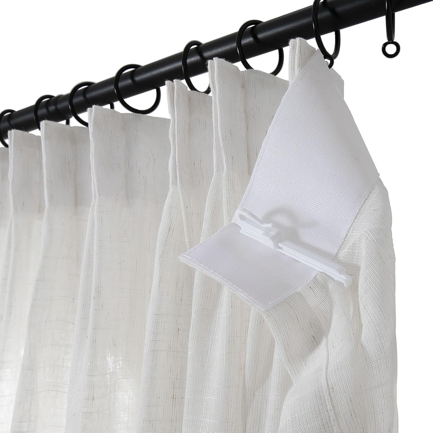 Linen Textured Pinch Pleat Sheer Curtains
