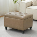 Tufted Rectangular Leather Storage Ottoman