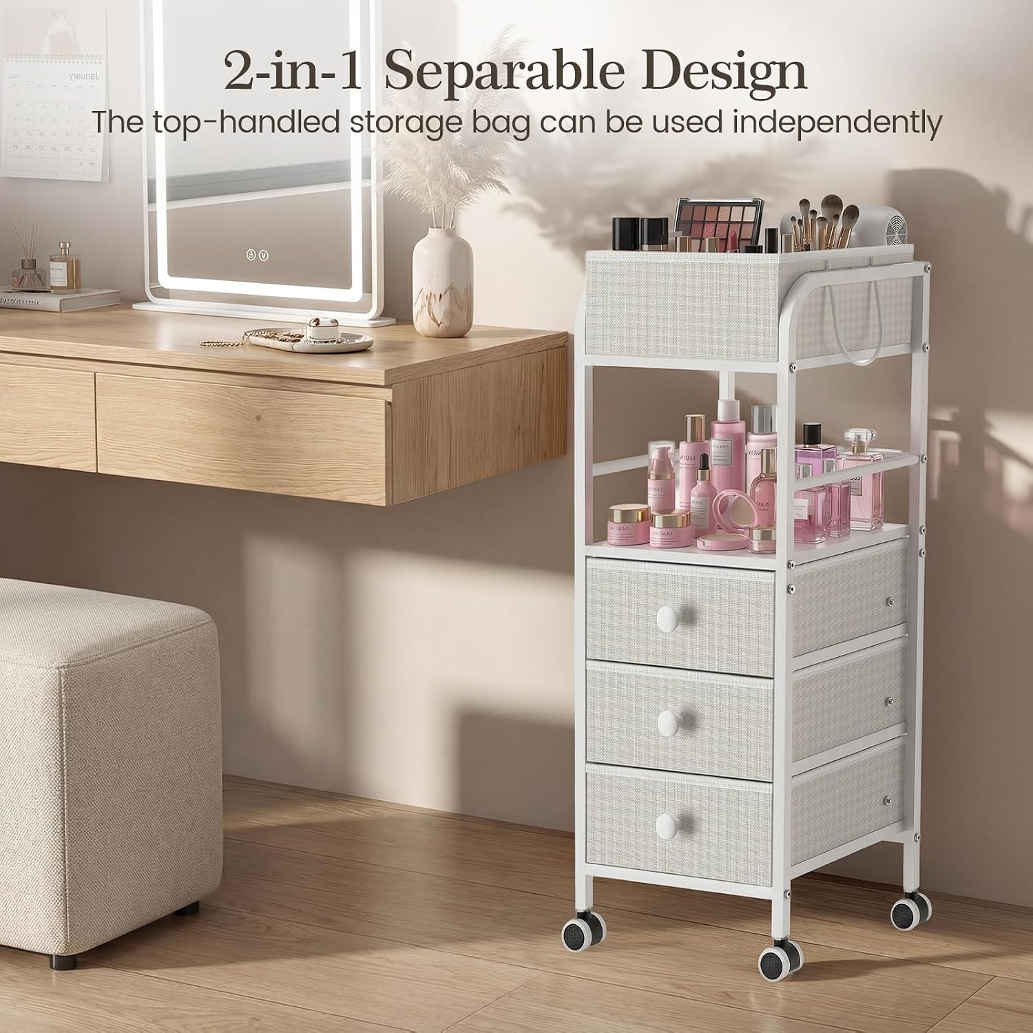 5 Tier Rolling Dual Use Cosmetic Cart