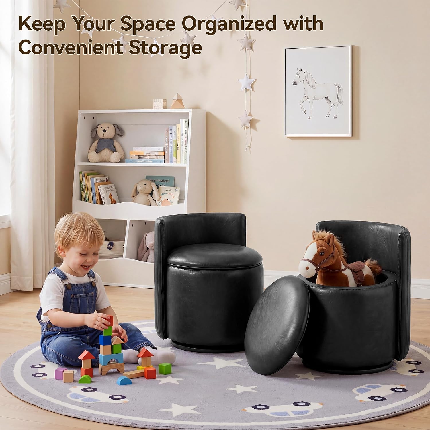 Swivel Backrest Leather Makeup Vanity Chair